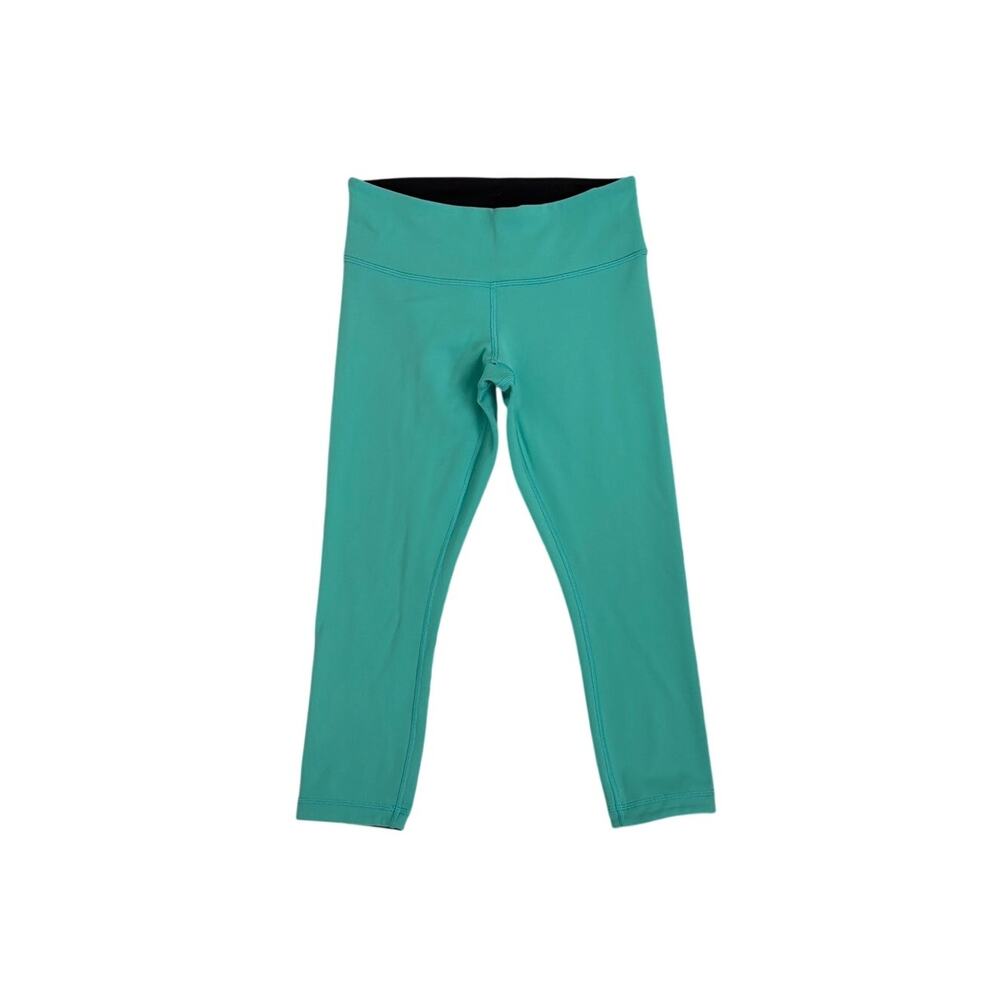 Lululemon Wunder Train Teal Green High-Rise Crop Athletic Leggings Size 6 - Picture 2 of 5